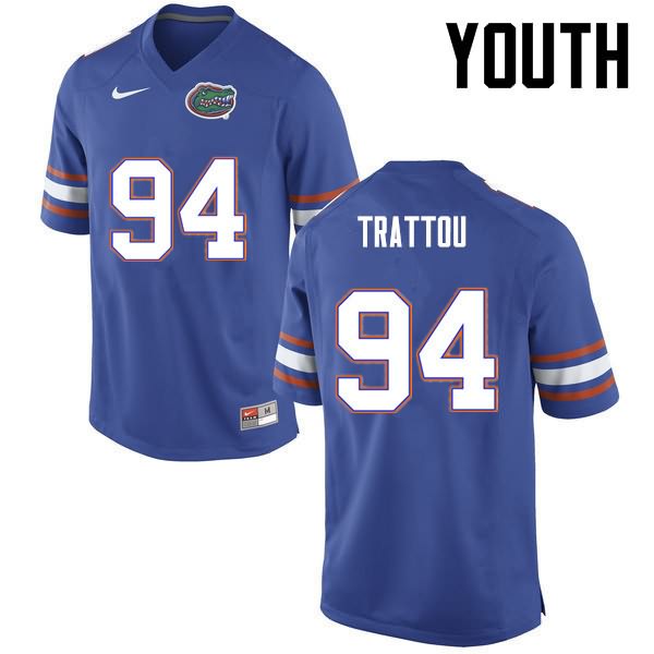 Youth NCAA Florida Gators Justin Trattou #94 Stitched Authentic Nike Blue College Football Jersey YQL8465JV